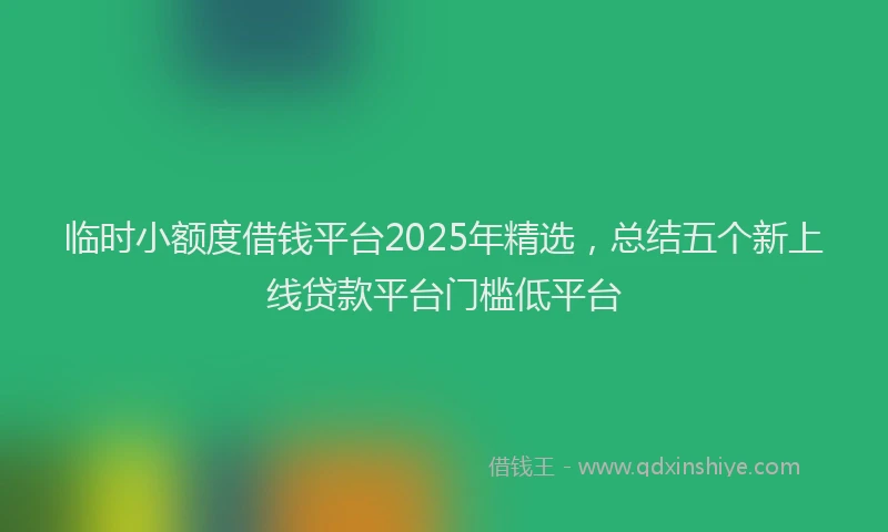 临时小额度借钱平台2025年精选，总结五个新上线贷款平台门槛低平台