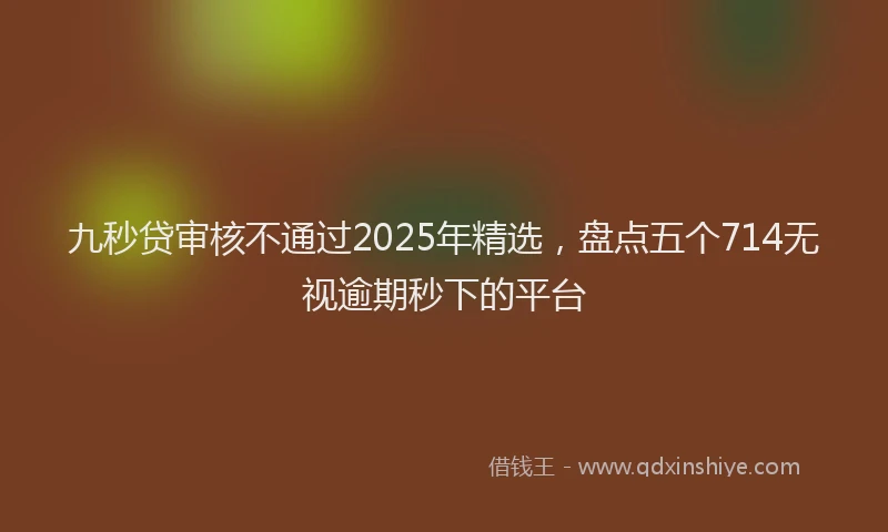 九秒贷审核不通过2025年精选，盘点五个714无视逾期秒下的平台