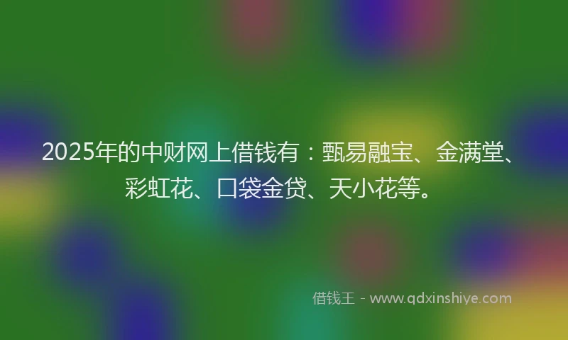 2025年的中财网上借钱有:甄易融宝、金满堂、彩虹花、口袋金贷、天小花等。