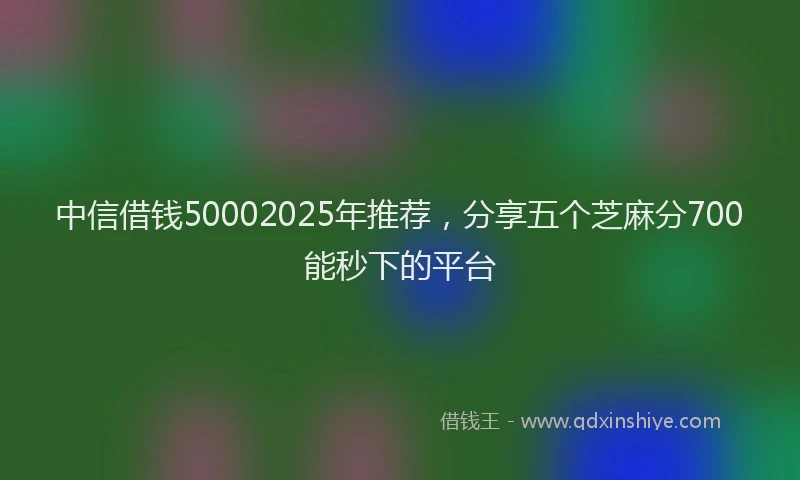 中信借钱50002025年推荐，分享五个芝麻分700能秒下的平台