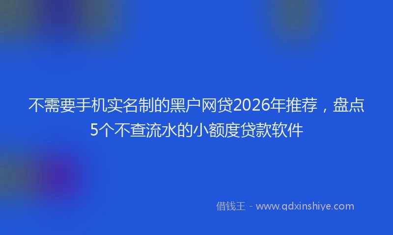 不需要手机实名制的黑户网贷2026年推荐,盘点5个不查流水的小额度贷款软件