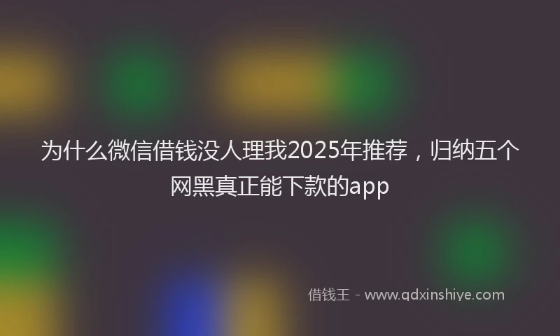 为什么微信借钱没人理我2025年推荐，归纳五个网黑真正能下款的app