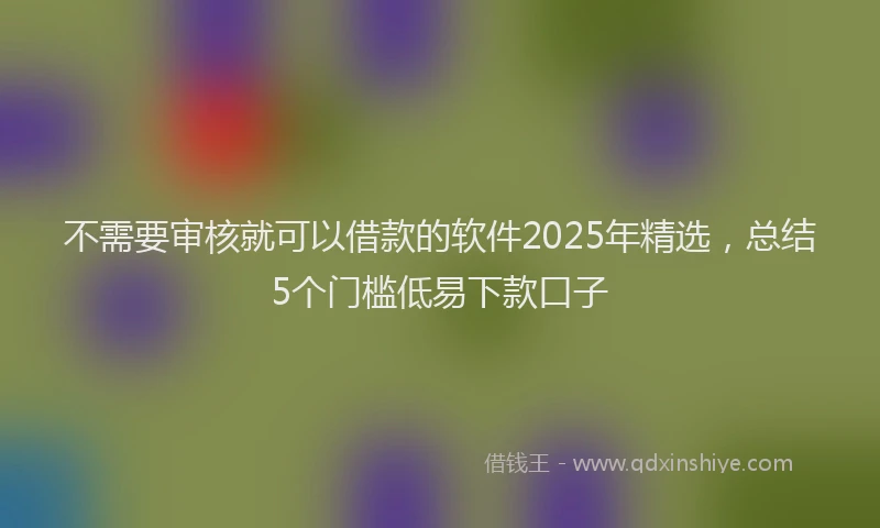 不需要审核就可以借款的软件2025年精选，总结5个门槛低易下款口子