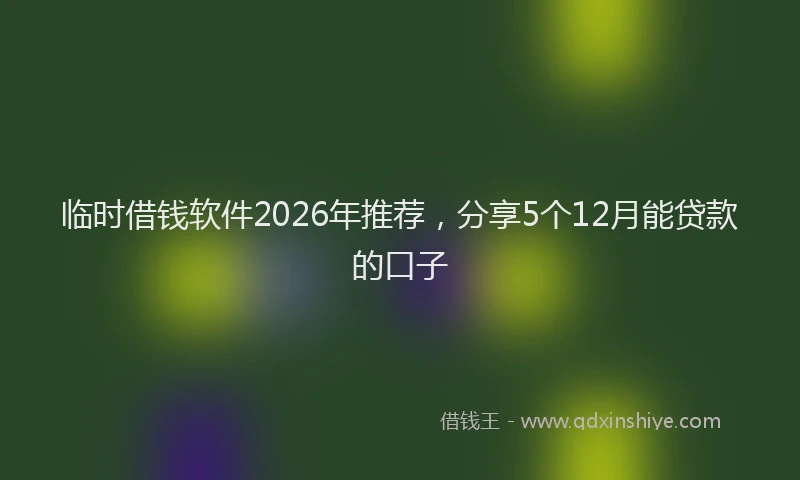 临时借钱软件2026年推荐，分享5个12月能贷款的口子