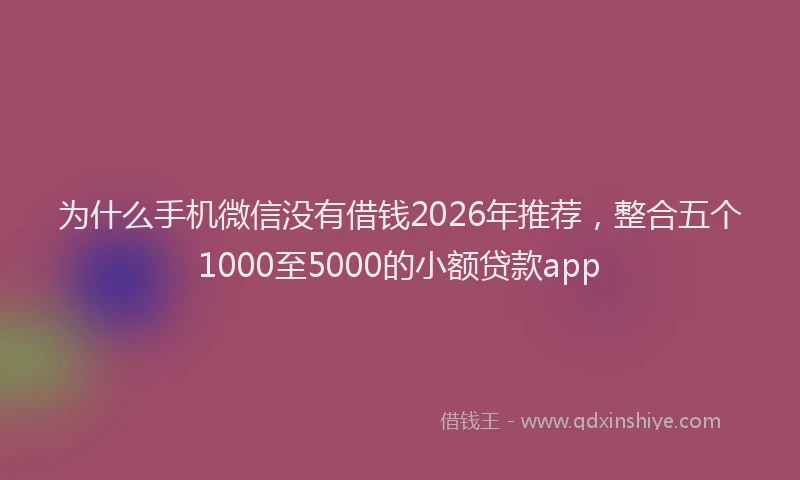 为什么手机微信没有借钱2026年推荐,整合五个1000至5000的小额贷款app
