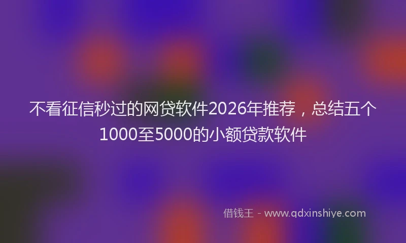 不看征信秒过的网贷软件2026年推荐，总结五个1000至5000的小额贷款软件