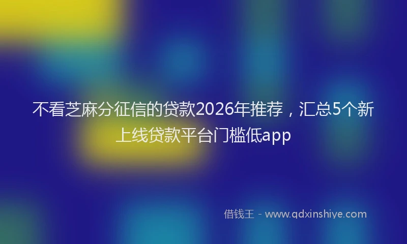 不看芝麻分征信的贷款2026年推荐，汇总5个新上线贷款平台门槛低app