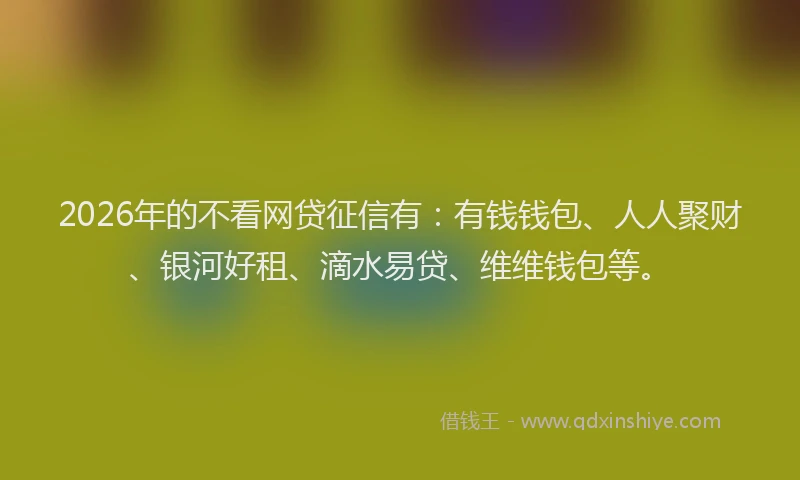 2026年的不看网贷征信有：有钱钱包、人人聚财、银河好租、滴水易贷、维维钱包等。