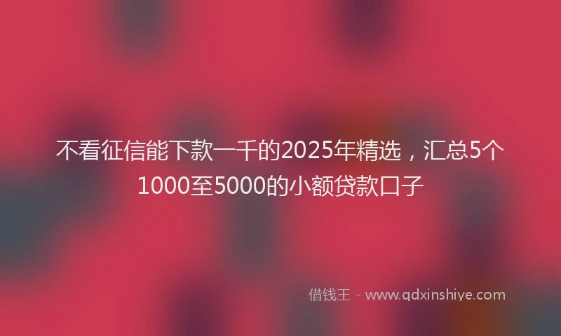 不看征信能下款一千的2025年精选，汇总5个1000至5000的小额贷款口子