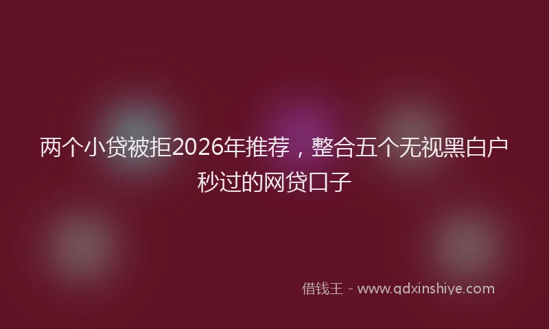 两个小贷被拒2026年推荐，整合五个无视黑白户秒过的网贷口子