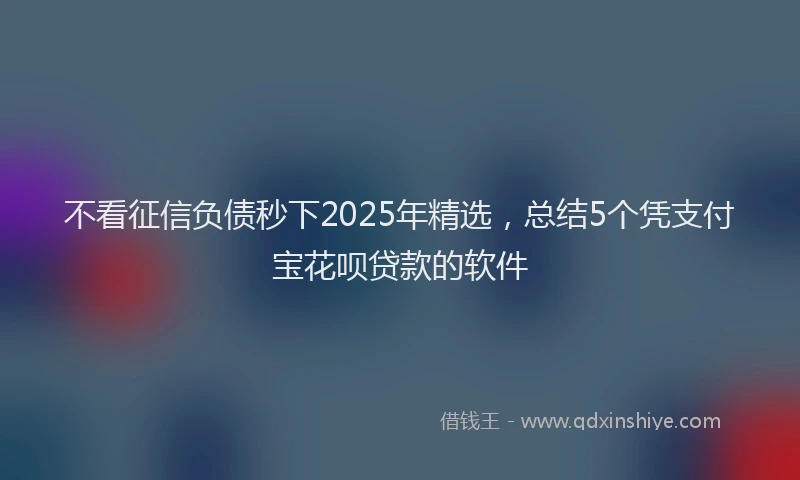 不看征信负债秒下2025年精选，总结5个凭支付宝花呗贷款的软件