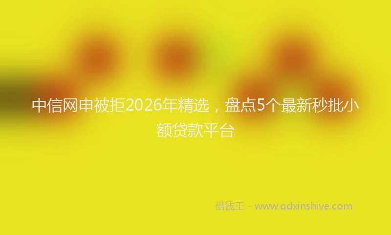 中信网申被拒2026年精选，盘点5个最新秒批小额贷款平台