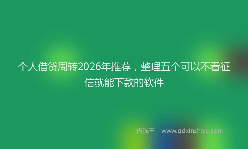 个人借贷周转2026年推荐，整理五个可以不看征信就能下款的软件