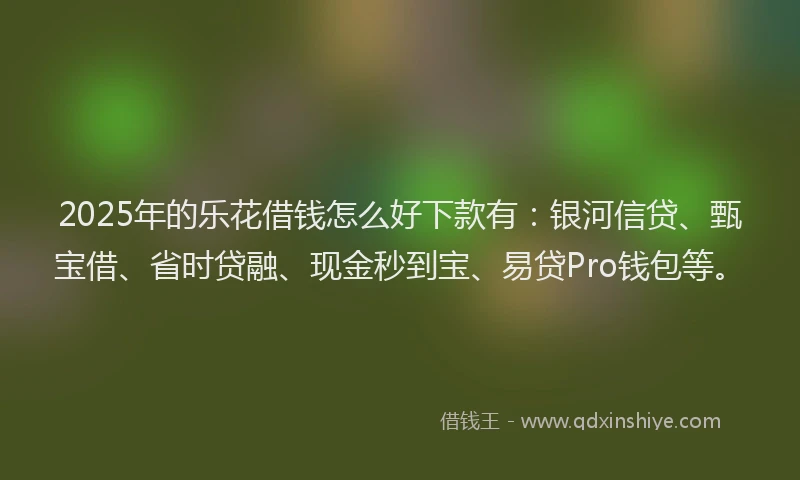 2025年的乐花借钱怎么好下款有:银河信贷、甄宝借、省时贷融、现金秒到宝、易贷Pro钱包等。
