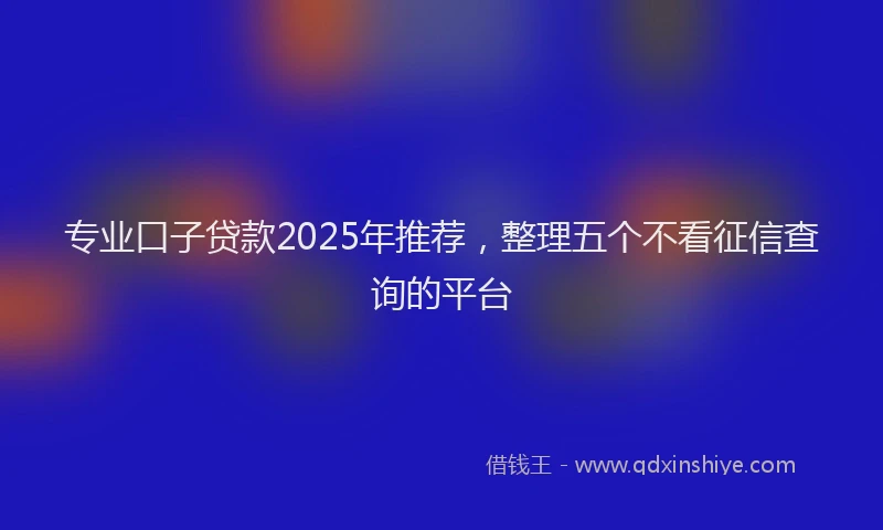 专业口子贷款2025年推荐，整理五个不看征信查询的平台