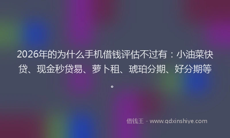 2026年的为什么手机借钱评估不过有:小油菜快贷、现金秒贷易、萝卜租、琥珀分期、好分期等。