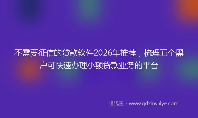 不需要征信的贷款软件2026年推荐，梳理五个黑户可快速办理小额贷款业务的平台