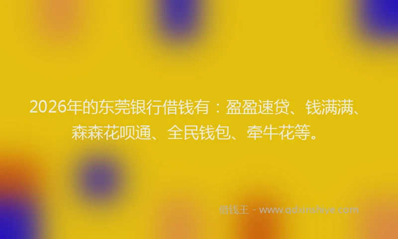 2026年的东莞银行借钱有：盈盈速贷、钱满满、森森花呗通、全民钱包、牵牛花等。