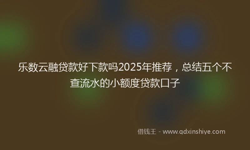 乐数云融贷款好下款吗2025年推荐，总结五个不查流水的小额度贷款口子