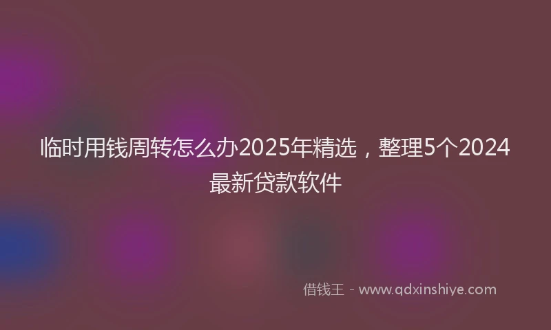 临时用钱周转怎么办2025年精选，整理5个2024最新贷款软件