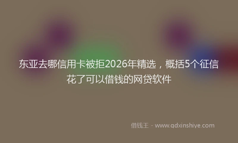 东亚去哪信用卡被拒2026年精选，概括5个征信花了可以借钱的网贷软件