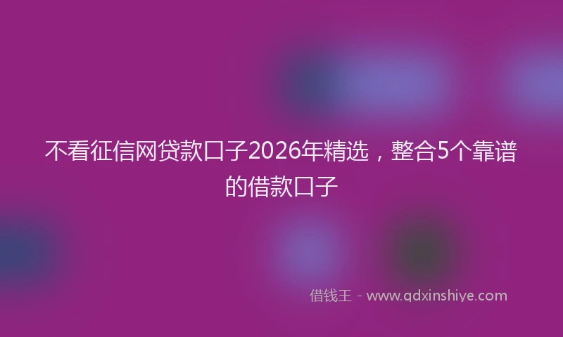 不看征信网贷款口子2026年精选，整合5个靠谱的借款口子