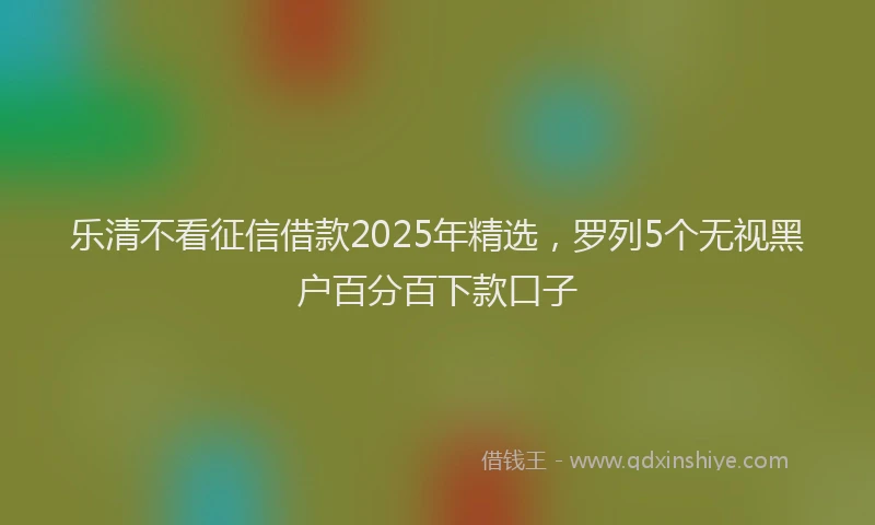乐清不看征信借款2025年精选，罗列5个无视黑户百分百下款口子