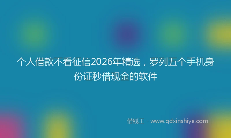 个人借款不看征信2026年精选，罗列五个手机身份证秒借现金的软件