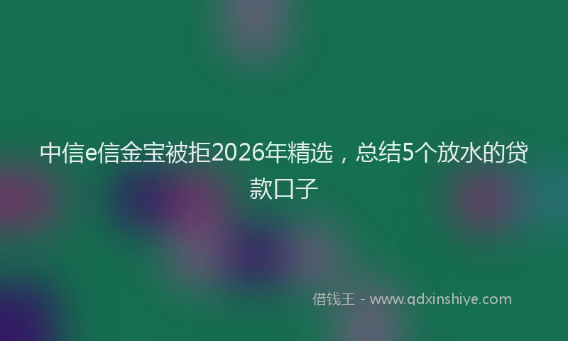 中信e信金宝被拒2026年精选，总结5个放水的贷款口子