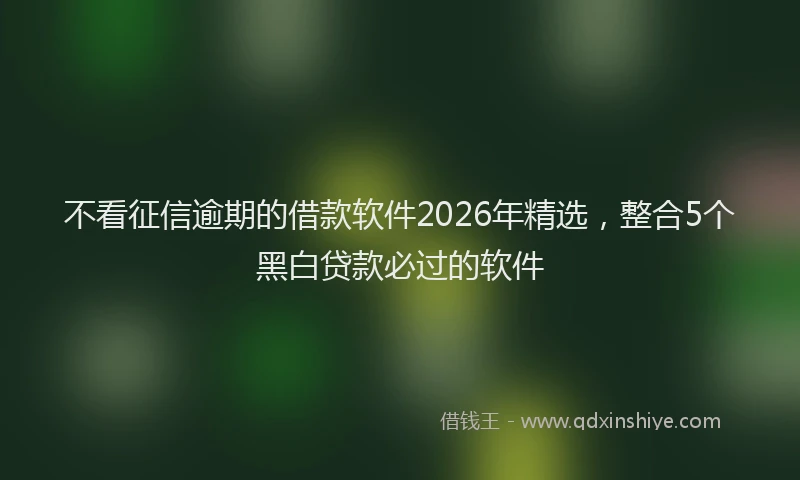不看征信逾期的借款软件2026年精选,整合5个黑白贷款必过的软件