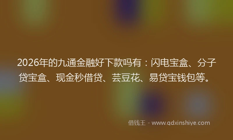 2026年的九通金融好下款吗有：闪电宝盒、分子贷宝盒、现金秒借贷、芸豆花、易贷宝钱包等。