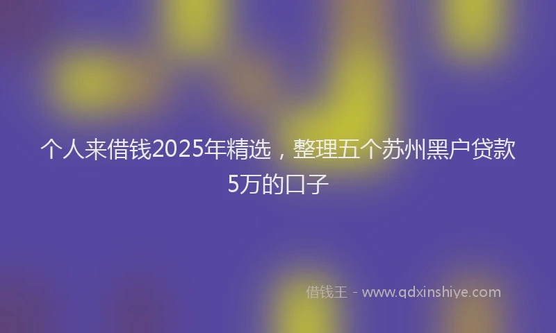 个人来借钱2025年精选，整理五个苏州黑户贷款5万的口子