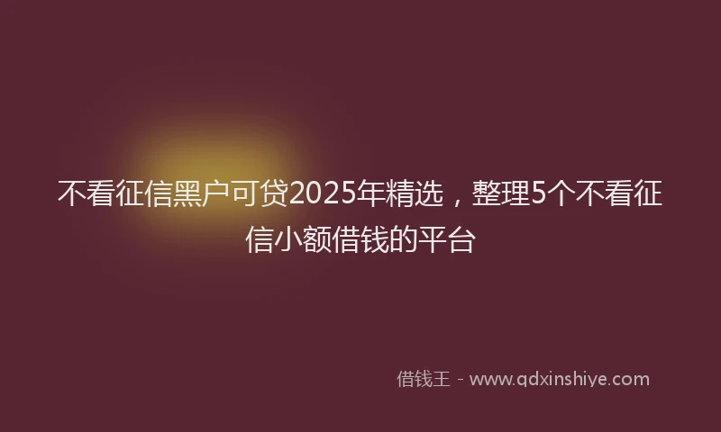 不看征信黑户可贷2025年精选，整理5个不看征信小额借钱的平台