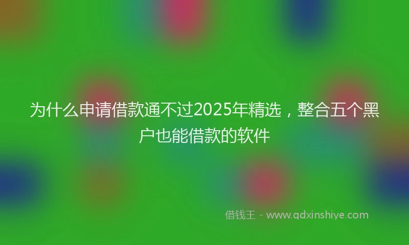 为什么申请借款通不过2025年精选,整合五个黑户也能借款的软件