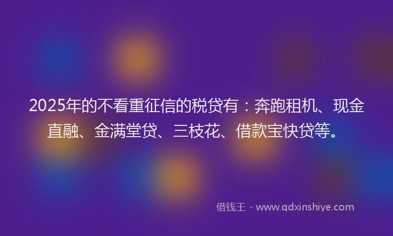 2025年的不看重征信的税贷有：奔跑租机、现金直融、金满堂贷、三枝花、借款宝快贷等。