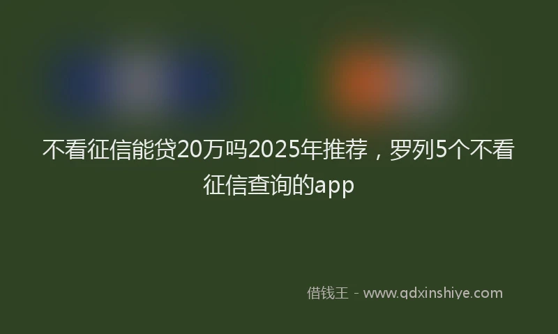 不看征信能贷20万吗2025年推荐，罗列5个不看征信查询的app