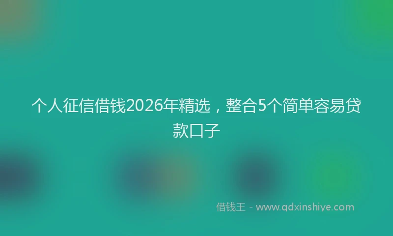 个人征信借钱2026年精选，整合5个简单容易贷款口子
