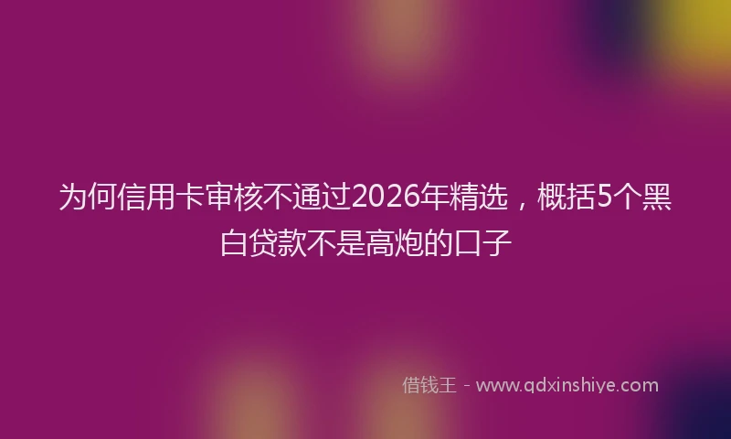 为何信用卡审核不通过2026年精选，概括5个黑白贷款不是高炮的口子
