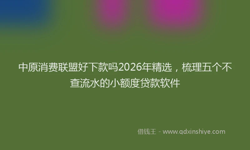 中原消费联盟好下款吗2026年精选，梳理五个不查流水的小额度贷款软件