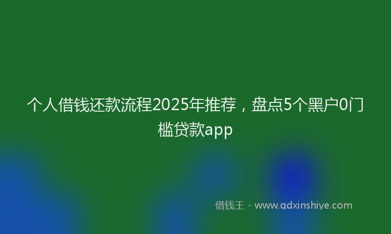 个人借钱还款流程2025年推荐，盘点5个黑户0门槛贷款app