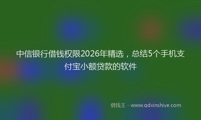 中信银行借钱权限2026年精选，总结5个手机支付宝小额贷款的软件