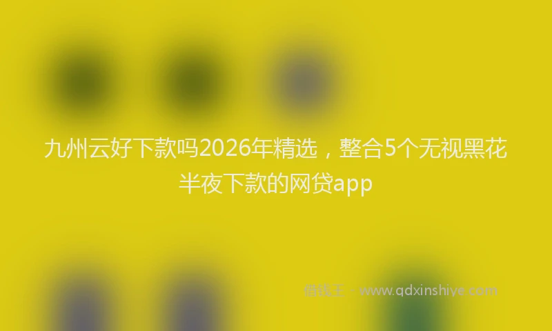 九州云好下款吗2026年精选，整合5个无视黑花半夜下款的网贷app