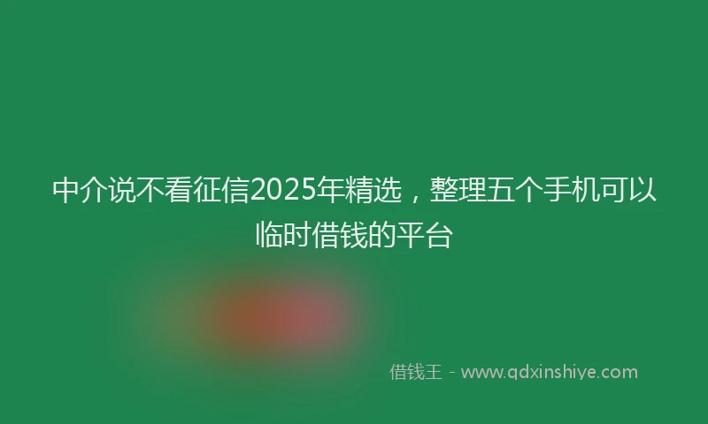 中介说不看征信2025年精选，整理五个手机可以临时借钱的平台