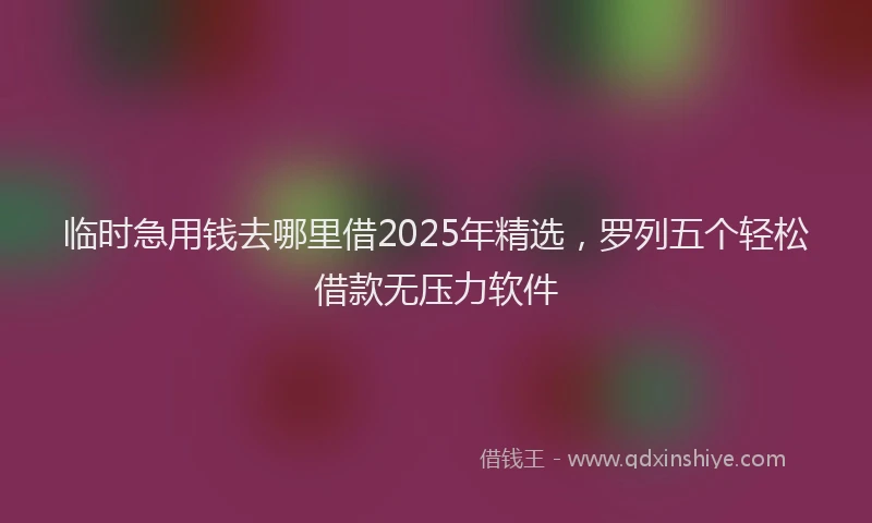 临时急用钱去哪里借2025年精选，罗列五个轻松借款无压力软件