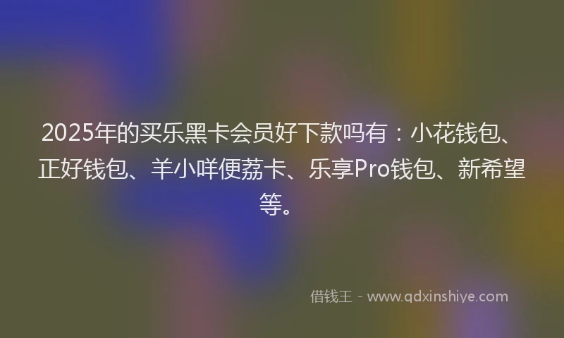 2025年的买乐黑卡会员好下款吗有：小花钱包、正好钱包、羊小咩便荔卡、乐享Pro钱包、新希望等。