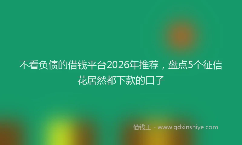 不看负债的借钱平台2026年推荐，盘点5个征信花居然都下款的口子