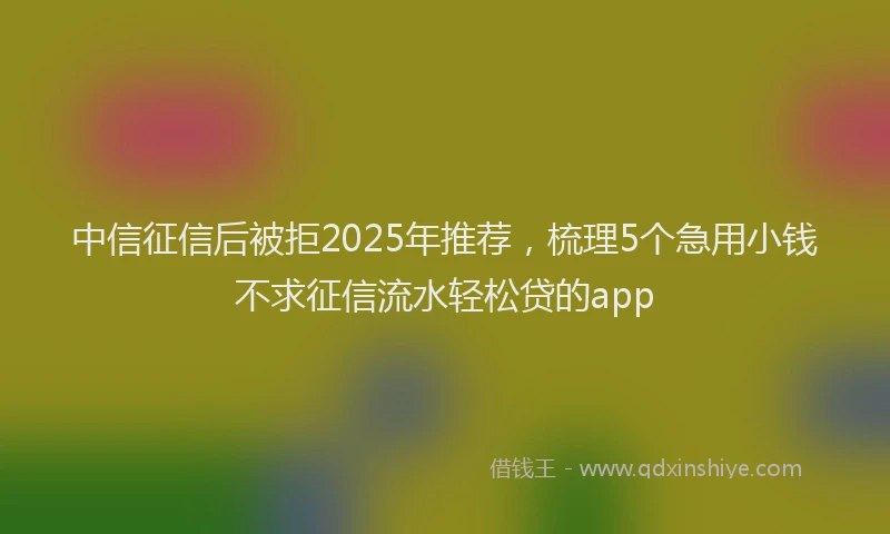 中信征信后被拒2025年推荐，梳理5个急用小钱不求征信流水轻松贷的app
