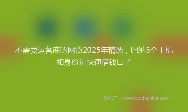 不需要运营商的网贷2025年精选，归纳5个手机和身份证快速借钱口子