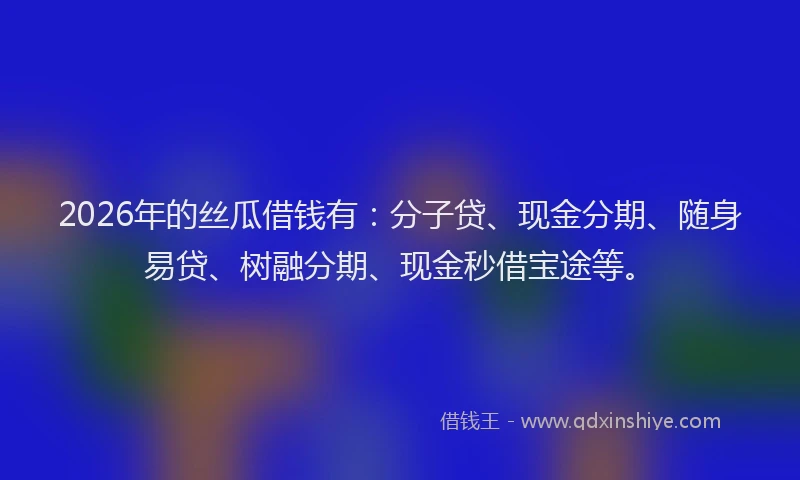 2026年的丝瓜借钱有：分子贷、现金分期、随身易贷、树融分期、现金秒借宝途等。