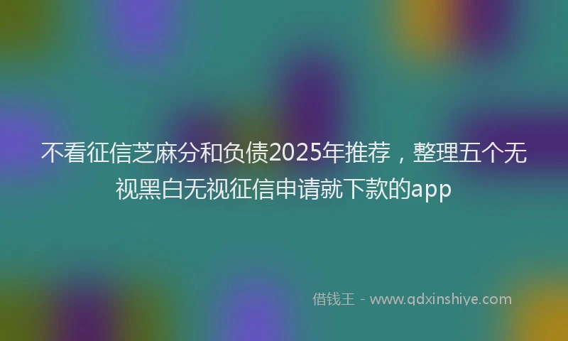 不看征信芝麻分和负债2025年推荐，整理五个无视黑白无视征信申请就下款的app